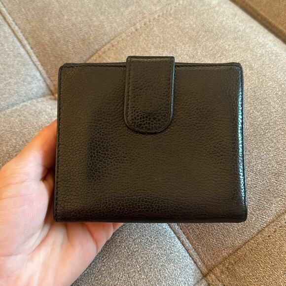 Authentic CHANEL Black Caviar Leather Timeless 'CC' Compact Wallet 4.5” x 4” - Picture 5 of 13